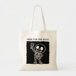 Bolsa Tote Aqui para os Boos Canvas Divertido de Esqueleto de