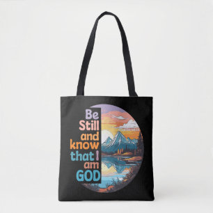 Bolsa Tote Aquietem-se e saibam que eu sou Deus Versículo da