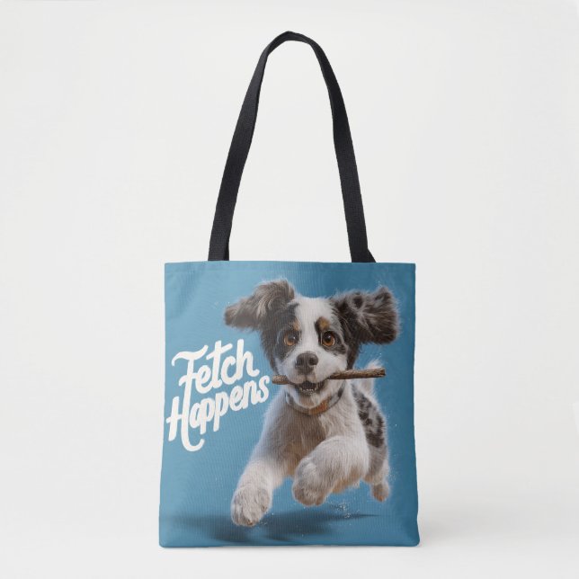 Bolsa Tote Ar de Médio de puppy adorável em funcionamento com (Frente)