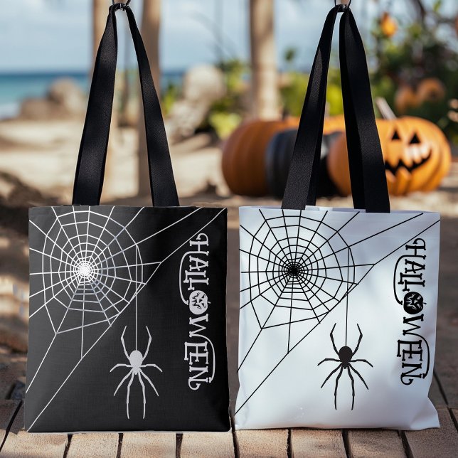 Bolsa Tote Aranha Halloween Black and White Bag (Criador carregado)