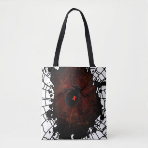 Bolsa Tote Aranha Viúva Negra Tinta Salpicada Teia Gótica