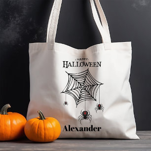 Bolsa Tote Aranhas Assustadoras na Teia de Halloween Truque o