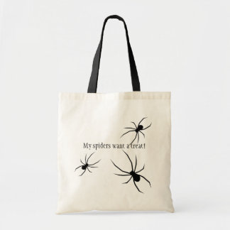 Bolsa Tote Aranhas pretas querem um doce saque de doces de Ha