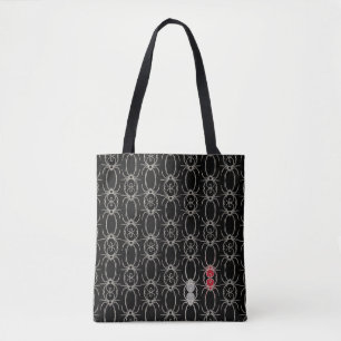 Bolsa Tote Aranhas - Preto Bastante e Branco Osso