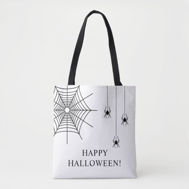 Bolsa Tote Aranhas Simples E Teia De Aranha Feliz Halloween (Frente)