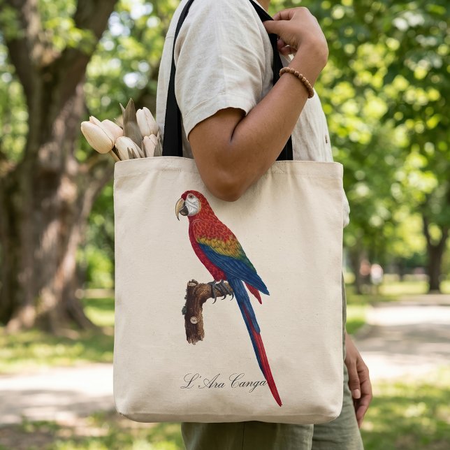 Bolsa Tote Arara-vermelha, Ara macao (Scarlet Macaw or Red-Breasted Macaw, Ara macao. Tote Bag)