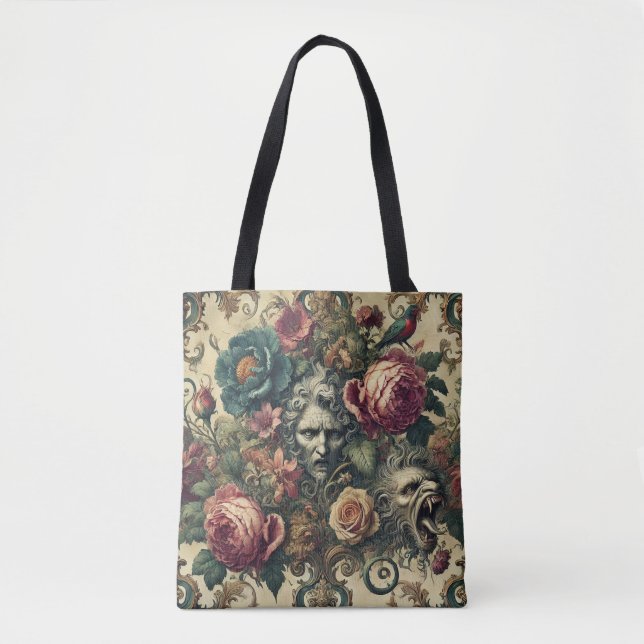 Bolsa Tote Arcana Atelier - Signature Gothic Floral All-Over (Frente)