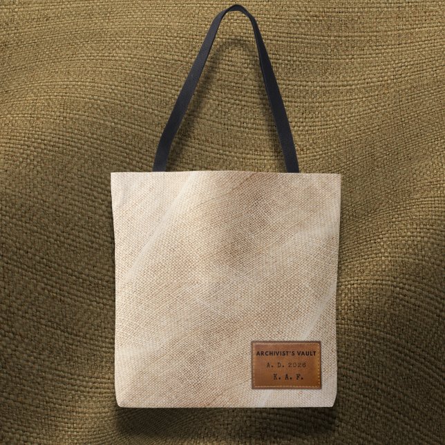 Bolsa Tote Archive Burlap Texture Stitched Leather-Look (Criador carregado)