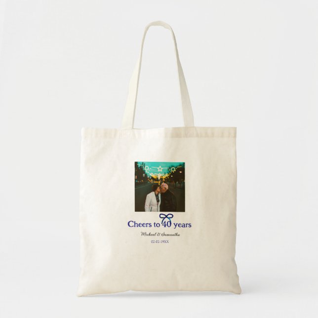 Bolsa Tote Arco azul grita 40 anos de casamento (Frente)