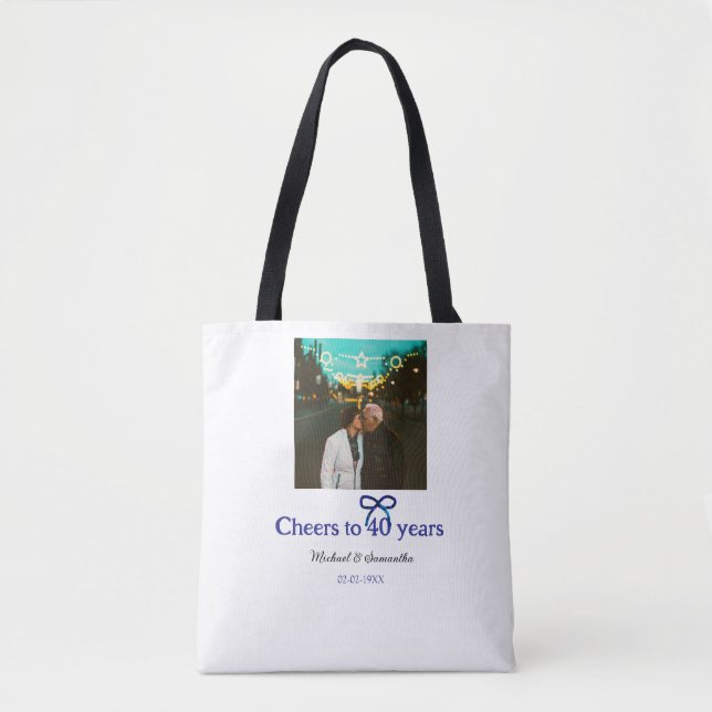 Bolsa Tote Arco azul grita 40 anos de casamento (Frente)