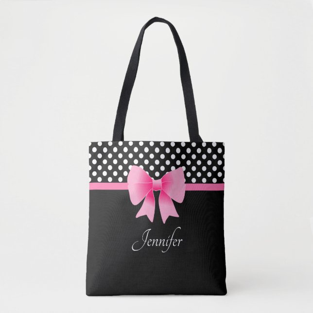 Bolsa Tote Arco Cor-De-Rosa Preta E Branco Elegante (Frente)