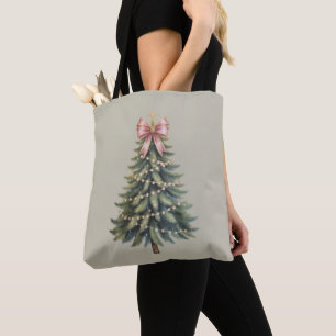 Bolsa Tote Arco de árvore de Natal Coquette Xmas