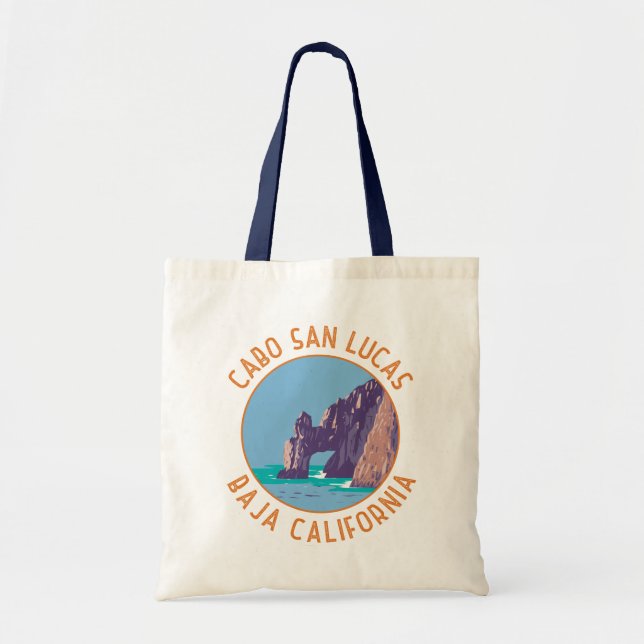 Bolsa Tote Arco de Cabo San Lucas México Círculo Distressido  (Frente)