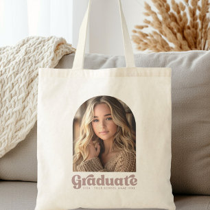 Bolsa Tote Arco de foto de formatura de estudante retro