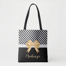 Bolsa Tote Arco de Goldem Black White Strips