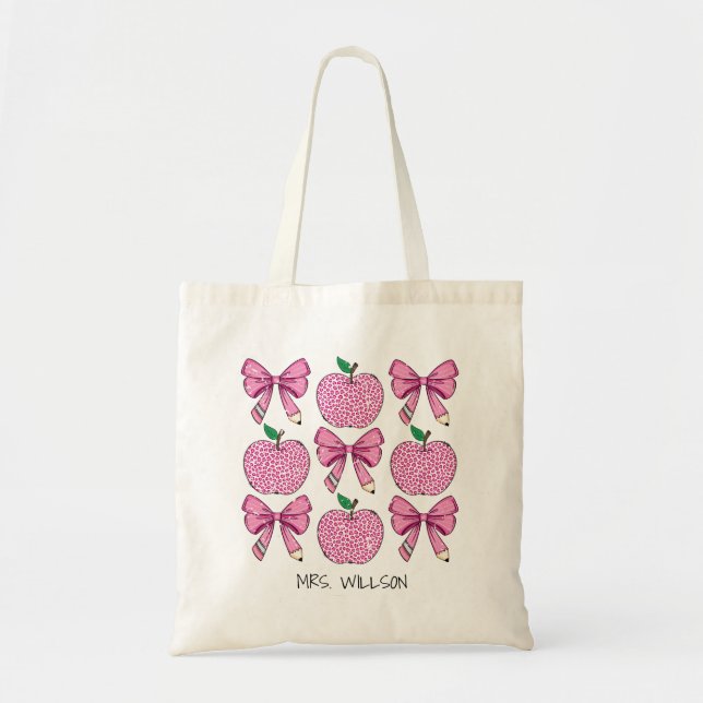 Bolsa Tote Arco de Lápis da Escola de Apple Coquette (Frente)