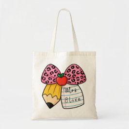 Bolsa Tote Arco de leopardo rosa personalizado Presente de ag