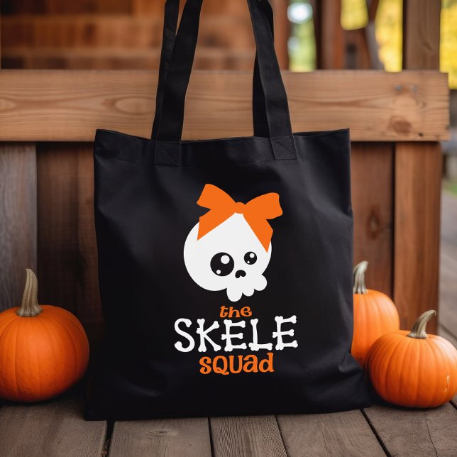 Bolsa Tote Arco de Skele Laranja no Halloween Trick ou Tratar (Criador carregado)
