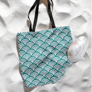 Bolsa Tote Arco de vieira em Art Deco Teal