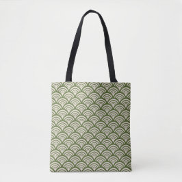 Bolsa Tote Arco de vieira em verde oliva Art Deco