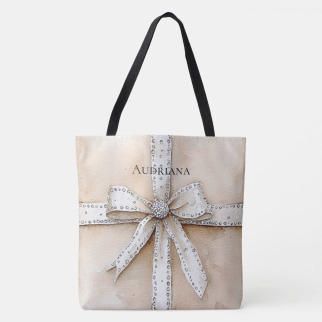 Bolsa Tote Arco Glitzy Glam Silver White Cream (Frente)