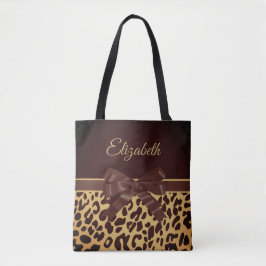 Bolsa Tote Arco Impressão de Leopar Preto