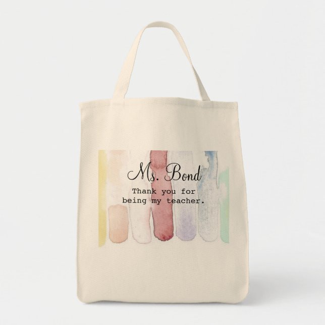 Bolsa Tote Arco-Íris Aquarelas Oferta de Apreciação do Profes (Frente)
