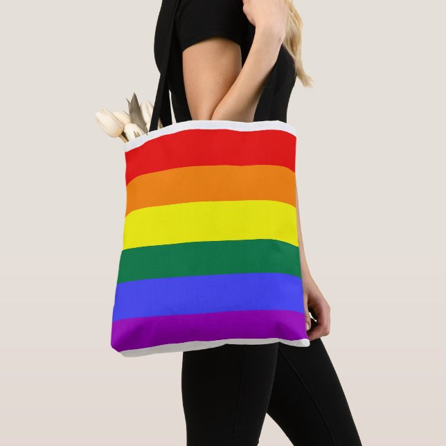 Bolsa Tote Arco-íris bandeira (Close Up)