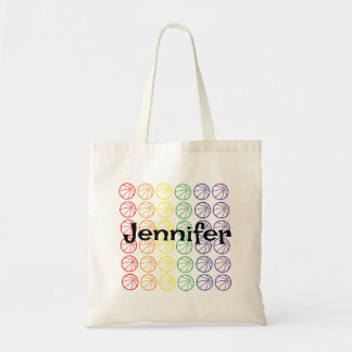 Bolsa Tote Arco-íris Basquete com Nome