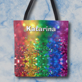 Bolsa Tote Arco-íris Colorido com Estampa de Lantejoulas Pers