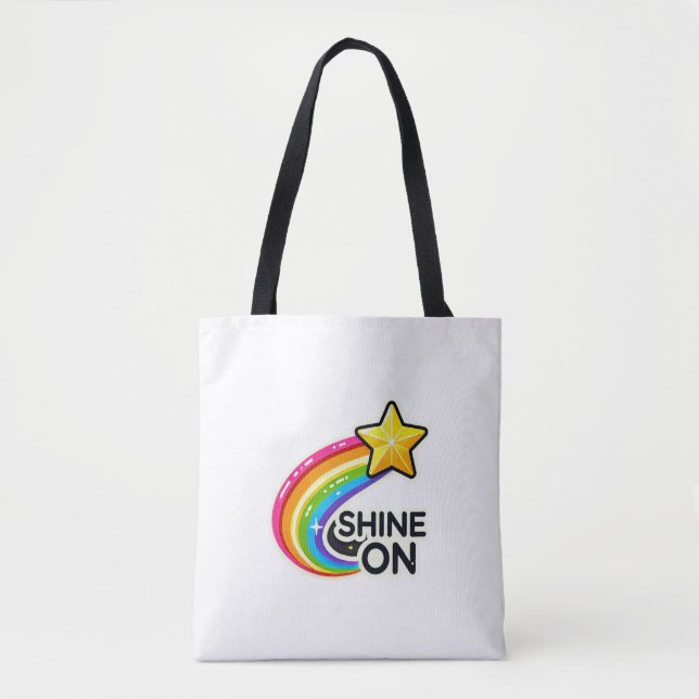 Bolsa Tote Arco-Íris Colorido com Estrela (Frente)