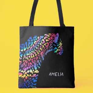 Bolsa Tote Arco-Íris Colorido Grande Jaguar