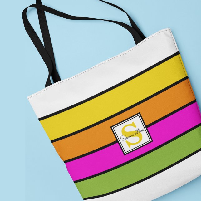 Bolsa Tote Arco-Íris Colorido Monograma (Criador carregado)