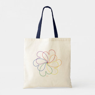 Bolsa Tote Arco-íris Colorido na flor branca do coração