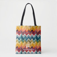 Arco-íris Colorido Vintage Chevron Monograma