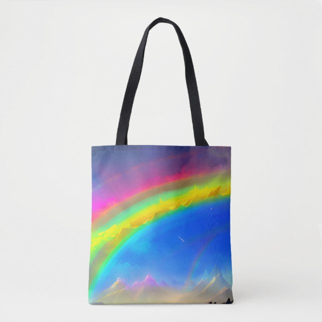 Bolsa Tote Arco-íris com brilho no céu (Frente)