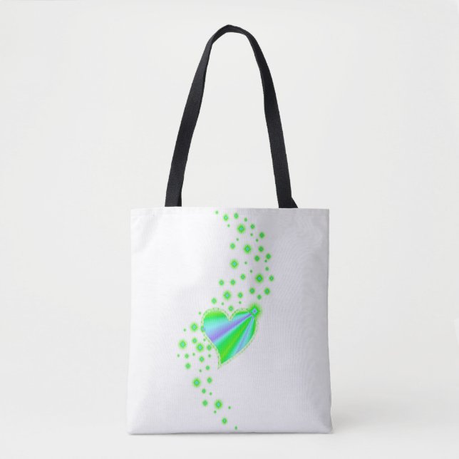 Bolsa Tote Arco-Íris com estrelas, roxo verde (Frente)