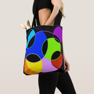 Bolsa Tote Arco-íris cores círculos design