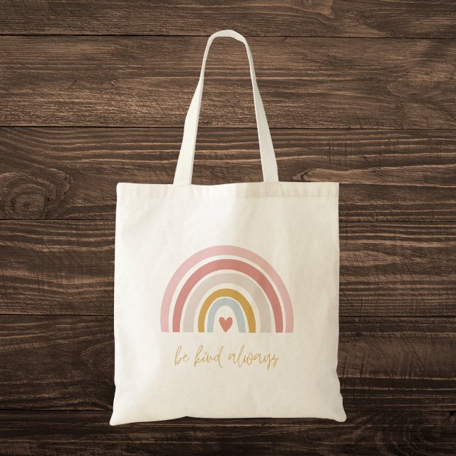 Bolsa Tote Arco-Íris de Pastel "Seja sempre gentil" (Criador carregado)