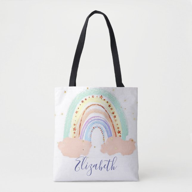 Bolsa Tote Arco-íris e estrelas bebê (Frente)