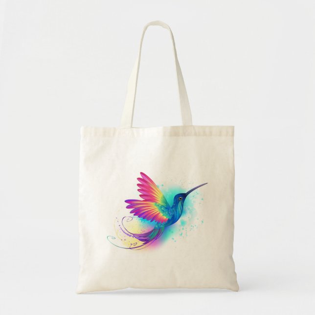 Bolsa Tote Arco-Íris Exótico Hummingbird (Frente)