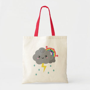 Bolsa Tote Arco-íris Fofo por trás de toda Nuvem Escura, Aleg
