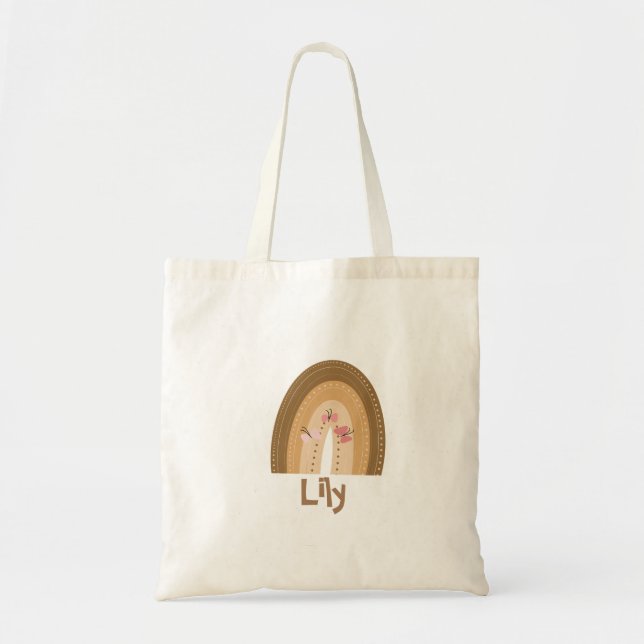 Bolsa Tote Arco-íris Fofos  Borboletas Boêmio  Biblioteca (Frente)