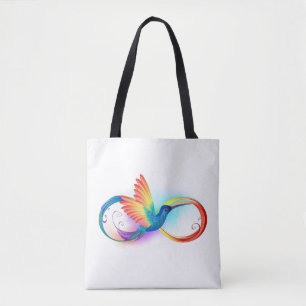 Bolsa Tote Arco-íris Hummingbird com símbolo Infinito