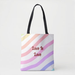 Bolsa Tote Arco-íris listras coloridas amor pastel é orgulho