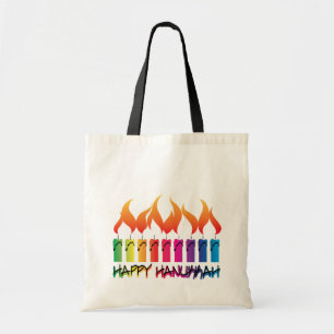 Bolsa Tote Arco-íris Menorah de Hanukkah