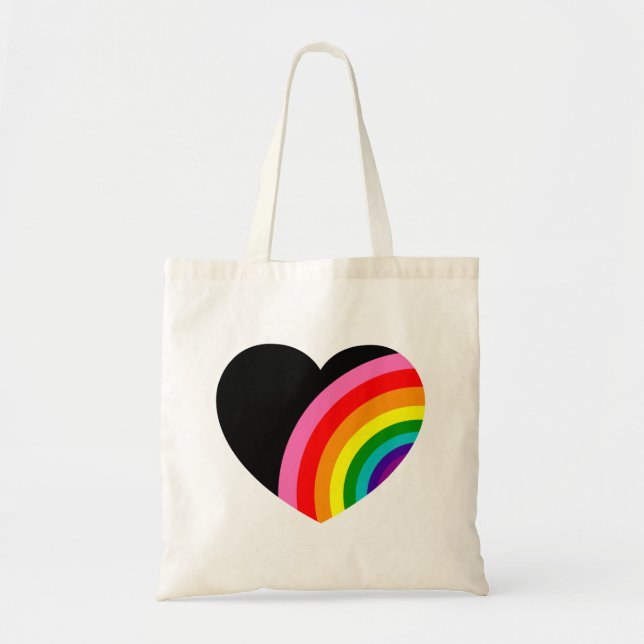 Bolsa Tote Arco-Íris Negro Coração (Frente)