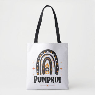 Bolsa Tote Arco-Íris Negro Elegante de Abóbora