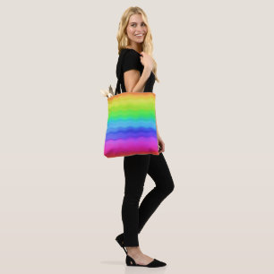 Bolsa Tote Arco-íris Ondulado Onda Gradual Cor Pastel