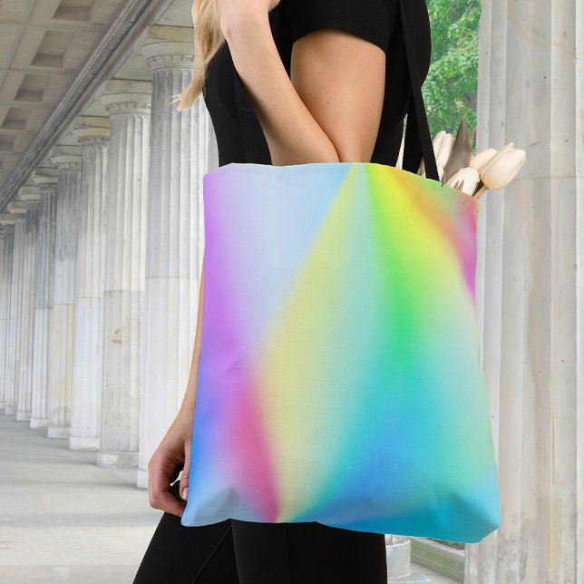 Bolsa Tote Arco-íris pastel iridescente moderno (Criador carregado)